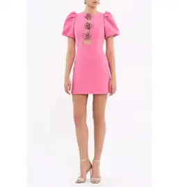 Rebecca Vallance Aubree Flower Mini Dress in Rose Size AU 6 for rent on The Volte - image 1