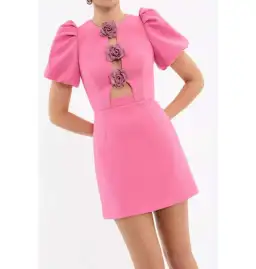 Rebecca Vallance Aubree Flower Mini Dress in Rose Size AU 6 for rent on The Volte - image 2