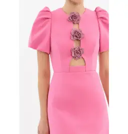 Rebecca Vallance Aubree Flower Mini Dress in Rose Size AU 6 for rent on The Volte - image 4