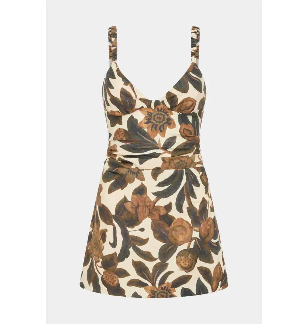 Sir the Label Primrose Ruched Mini Dress Ivory Tapestry Floral Size AU 8 for rent on The Volte - main image