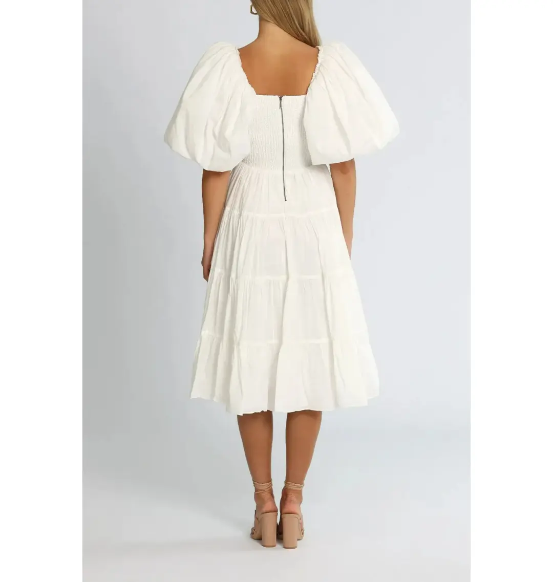 Aje Cherished Midi Dress White Size AU 8 for rent on The Volte - main image