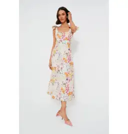 Zimmermann Harmony Tie Shoulder Midi Dress in Kaleidoscope Garden Size 2 / AU 12