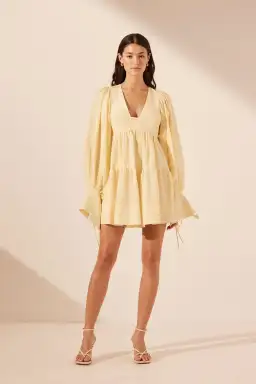 Shona Joy Limon Long Sleeve Mini Dress Lemonade Size 12 for rent on The Volte - image 1