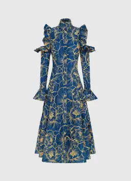 Leo Lin Ezra Midi Dress Marine Blue Size 8 for rent on The Volte - image 1