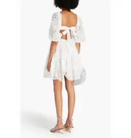 Zimmermann Cutout Broderie Anglaise Linen Mini Dress White Size 1 / AU 10 for rent on The Volte - image 2
