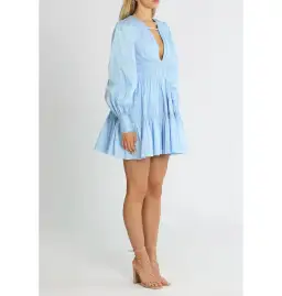 Aje Fallingwater Gathered Mini Dress in Powder Blue Size AU 8 for rent on The Volte - image 2