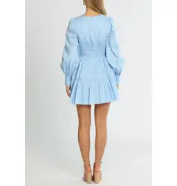 Aje Fallingwater Gathered Mini Dress in Powder Blue Size AU 8 for rent on The Volte - image 3