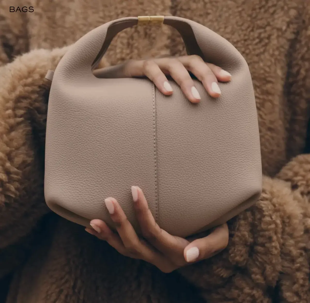 Polene Béri Edition Textured Handbag Taupe - Image 3