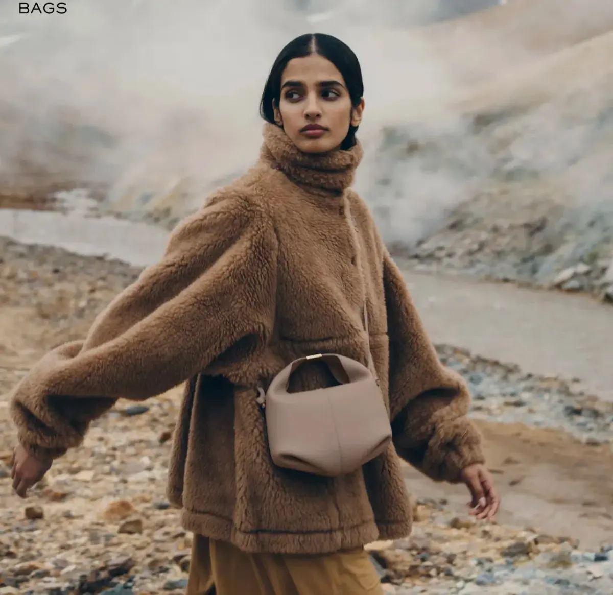 Polene Béri Edition Textured Handbag Taupe - Image 2