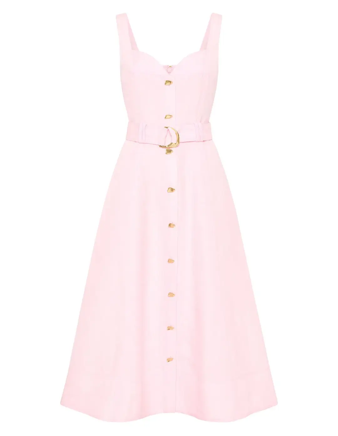 Aje Clay Belted Midi Dress in Pastel Pink Size 6 for rent on The Volte - main image