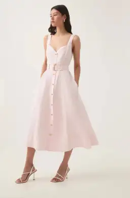 Aje Clay Belted Midi Dress in Pastel Pink Size 6 for rent on The Volte - image 4