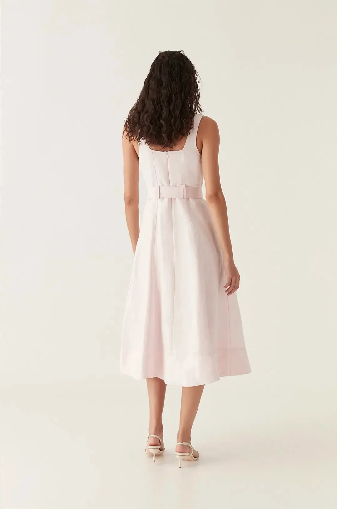 Aje Clay Belted Midi Dress in Pastel Pink Size 6 for rent on The Volte - main image