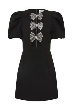 Rebecca Vallance Yvonne Bow Mini Dress in Black Size 12 for rent on The Volte - image 4