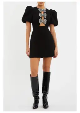 Rebecca Vallance Yvonne Bow Mini Dress in Black Size 12 for rent on The Volte - image 1