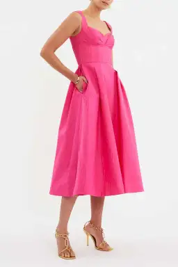 Rebecca Vallance Lyla Midi Dress in Hot Pink Size 10 for rent on The Volte - image 1