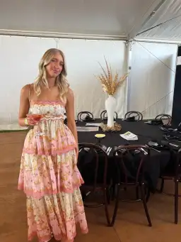 Zimmermann Laurel Frill Dress Pink Green Floral Size 2 / AU 12