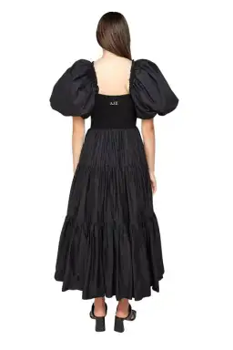 Aje Casa Puff Sleeve Midi Dress in Black Size 12 for rent on The Volte - image 3