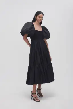 Aje Casa Puff Sleeve Midi Dress in Black Size 12 for rent on The Volte - image 2