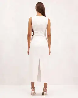 Aere Premium Rosette Midi Dress White Size AU 8 for rent on The Volte - image 3