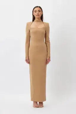 FOR SALE: BIANCA & BRIDGETT MACKENZIE BACKLESS DRESS BEIGE for rent on The Volte - image 1