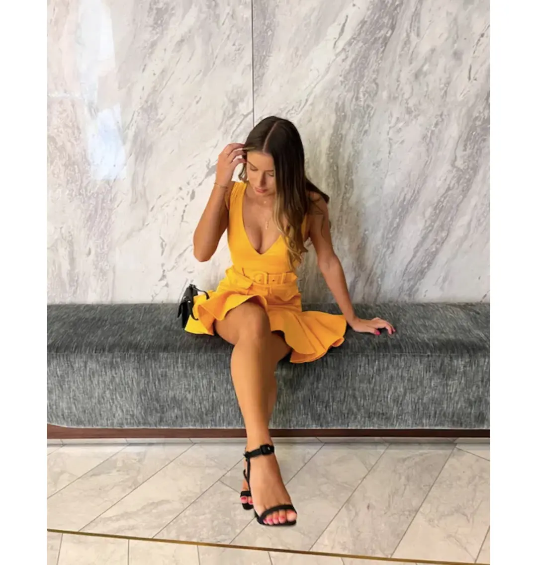 Zimmermann Super Eight Safari Mini Dress in Mango Size 0P / AU 6 for rent on The Volte - main image