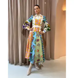 Alemais Lou Balloon Sleeve Shirtdress Multi Size AU 16 for rent on The Volte - image 1