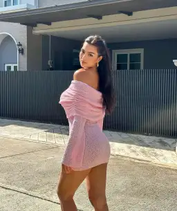 Meshki Marisol Off Shoulder Boucle Mini Dress in Baby Pink Size S / AU 8 for rent on The Volte - image 7