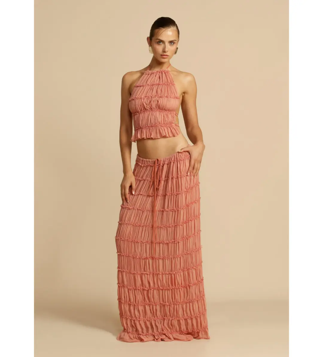 Arcina Ori Juliette Halter and Skirt Set in Peach Size 8 for rent on The Volte - main image