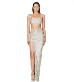 Nookie Liberty Crop + Skirt Set Silver Size S/Au 8