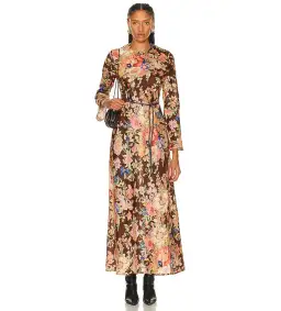 Zimmermann The August Bias Long Dress in Chocolate Floral Size 2 / Au 12 for rent on The Volte - image 1
