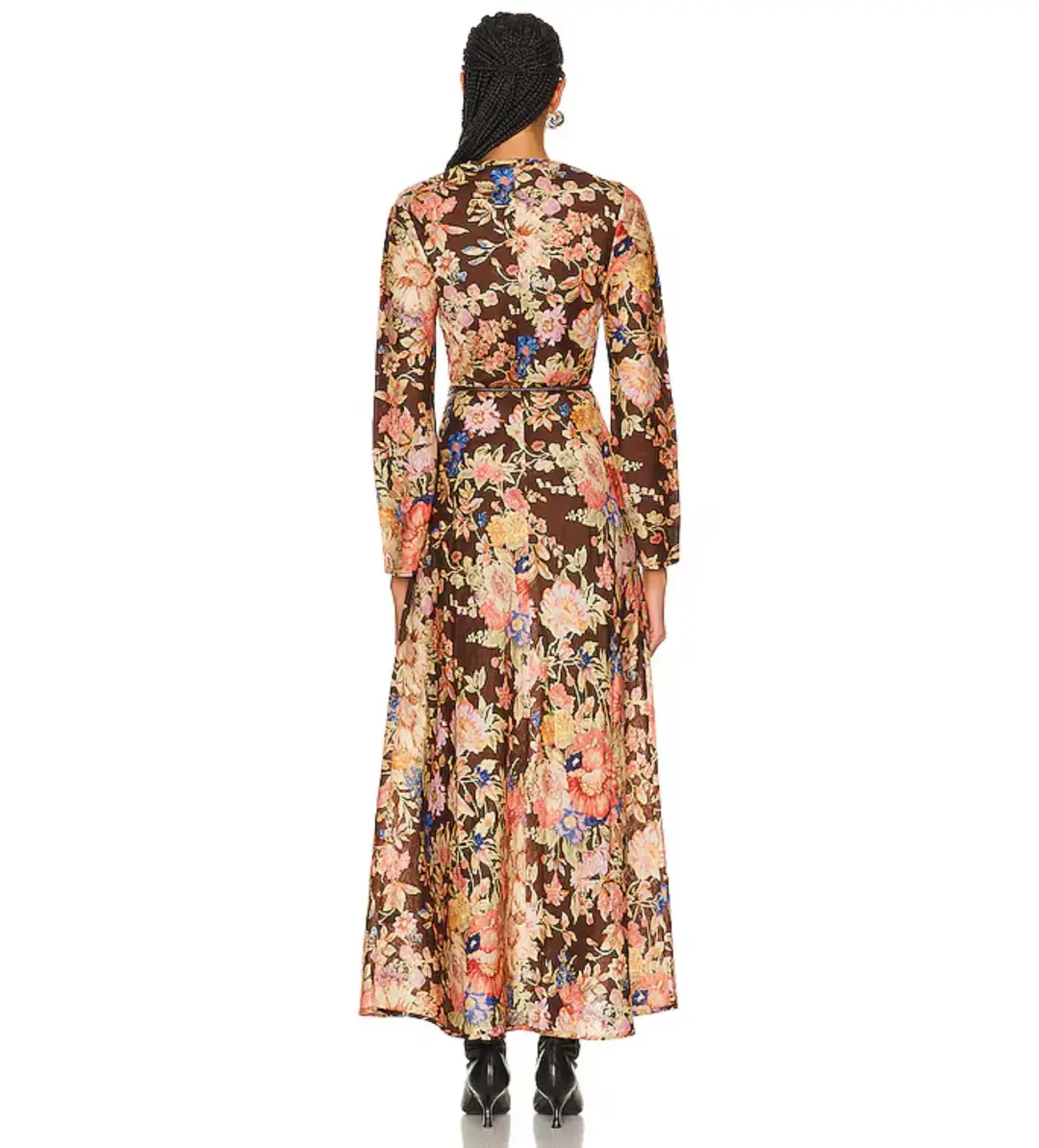 Zimmermann The August Bias Long Dress in Chocolate Floral Size 2 / Au 12 for rent on The Volte - main image
