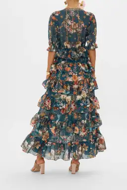 Camilla She Who Wears the Crown Puff Sleeve Tiered Long Dress Floral Size S (AU 10) for rent on The Volte - image 3