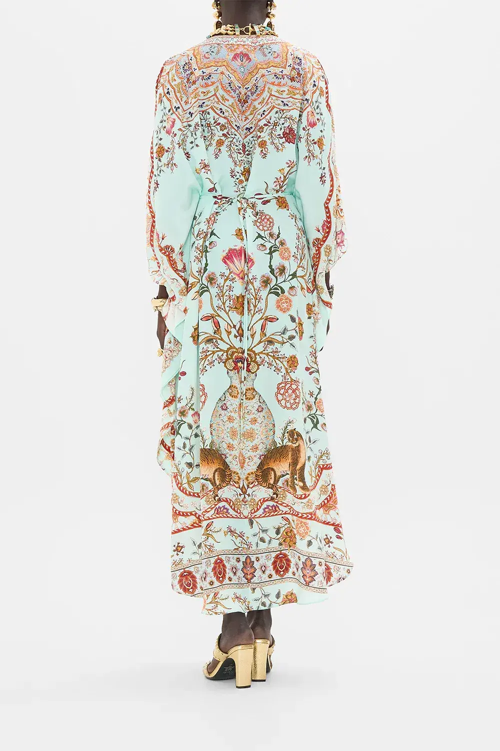 Camilla Weaving Worlds Gathered Waist Kaftan Floral One Size for rent on The Volte - main image