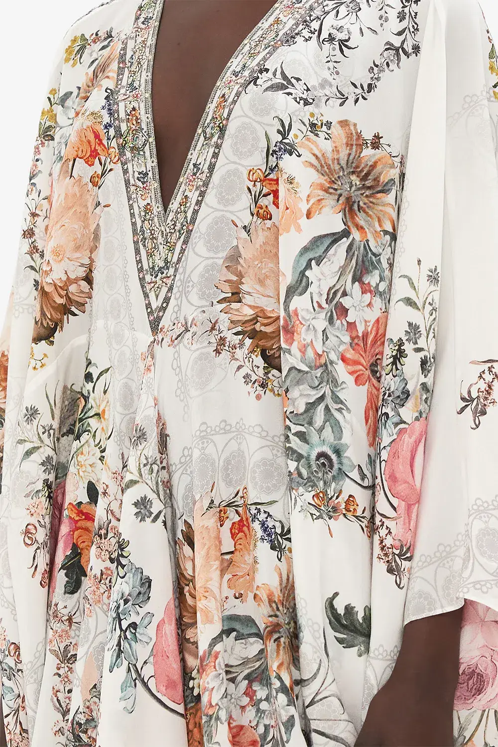 Camilla De Haar Memoirs T-Shape Long Kaftan Floral One Size for rent on The Volte - main image