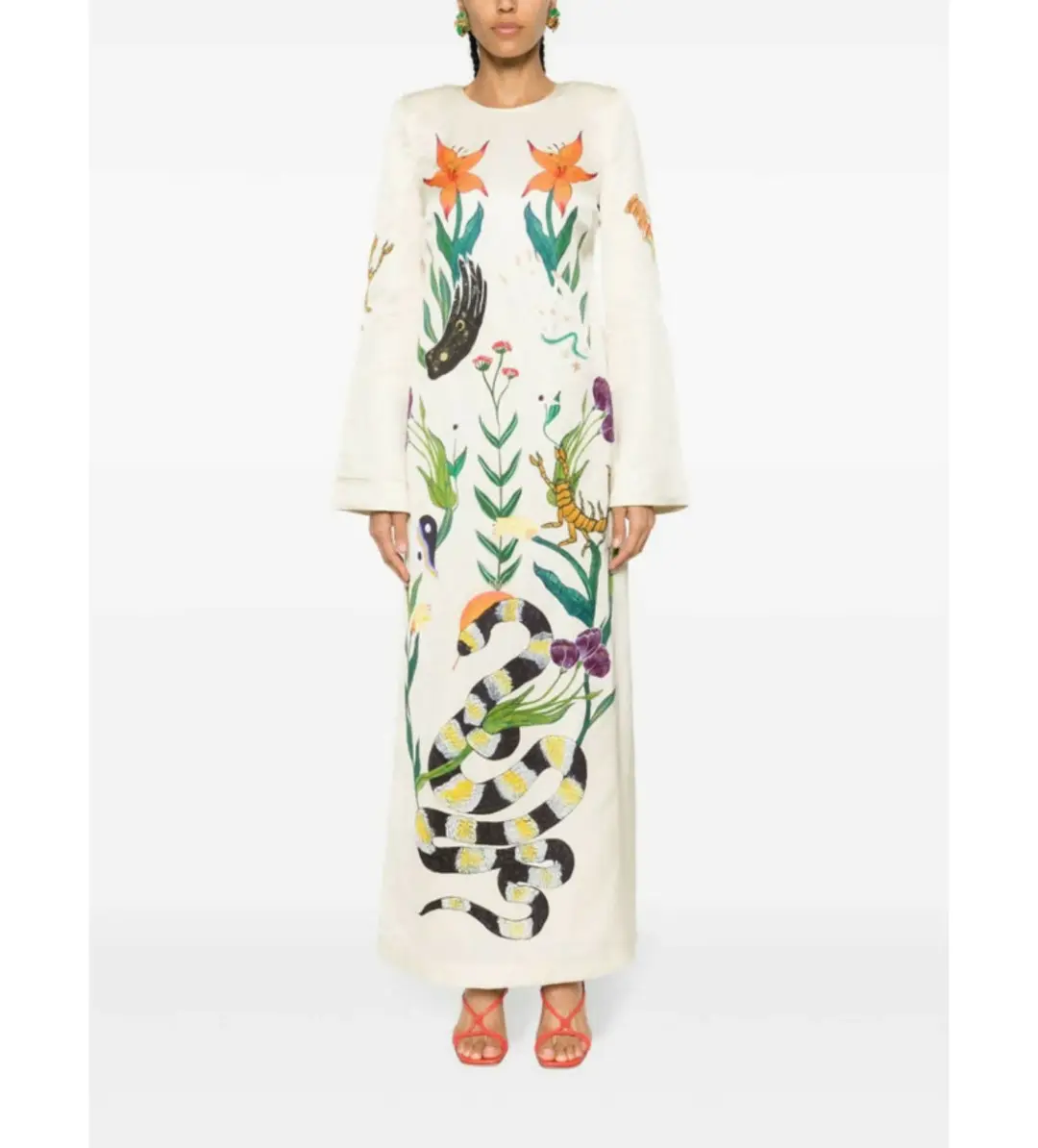 Alemais Zelda Midi Dress Champagne Multi/Print Size AU 16 for rent on The Volte - main image