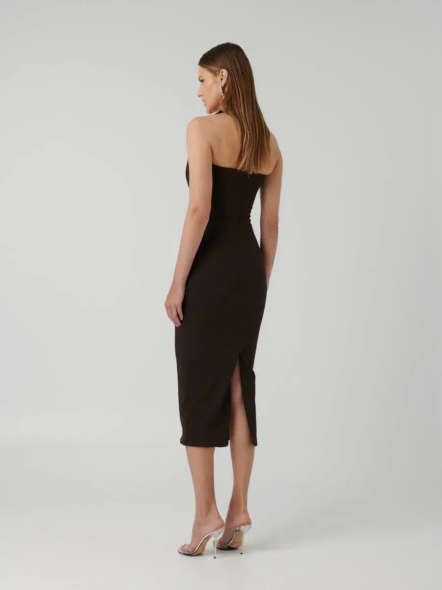 Effie Kats Meline Midi Dress Coffee Brown Size M / AU 10 for rent on The Volte - main image