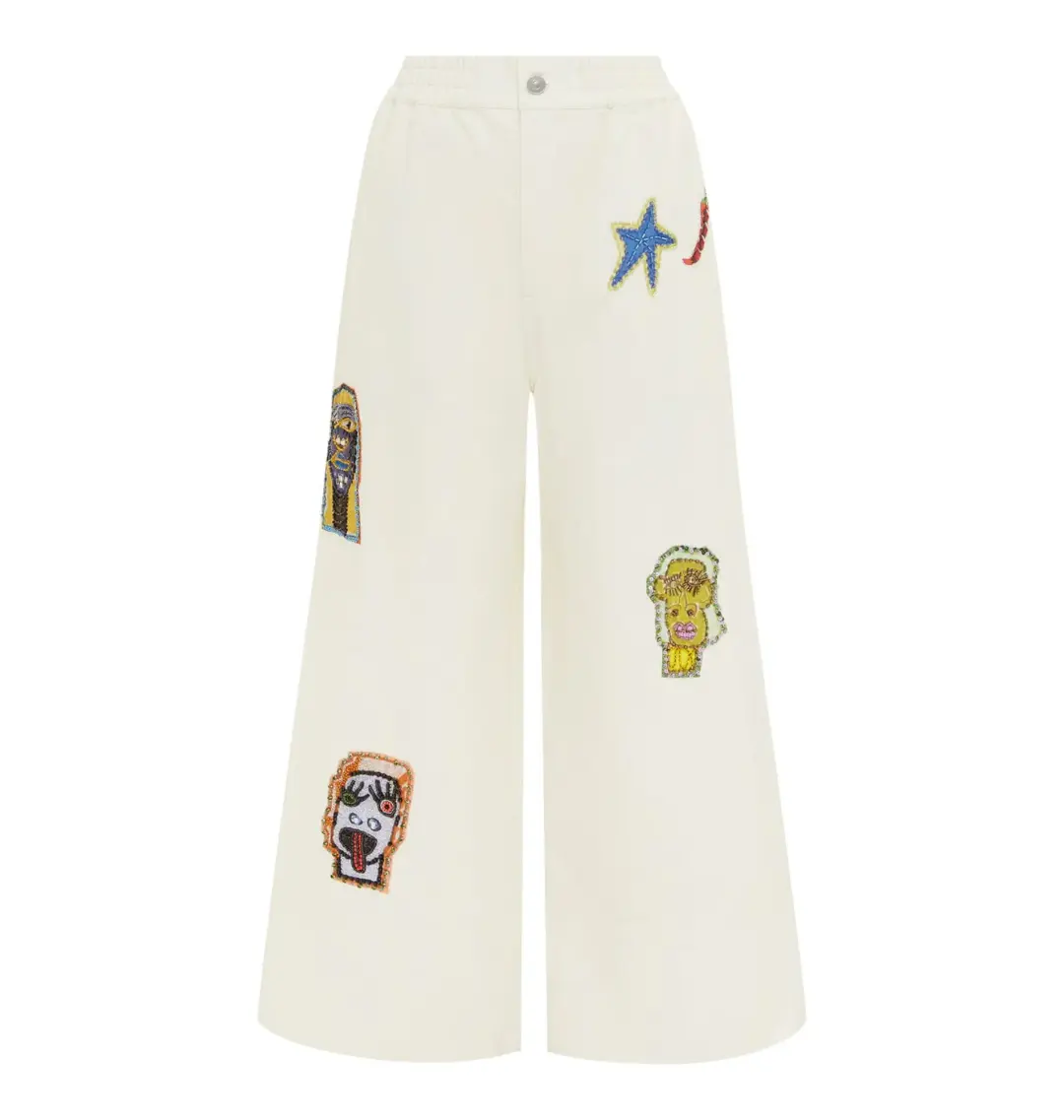 Alemais Players Embroidered Shirt Blue and Pants Ivory Set Size AU 16 for rent on The Volte - main image