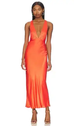 Shona Joy Milo Plunge Cross Back Midi Dress Hibiscus Size 12 for rent on The Volte - image 4