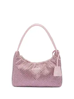 Prada Crystal Satin Mini Hobo Bag Pink