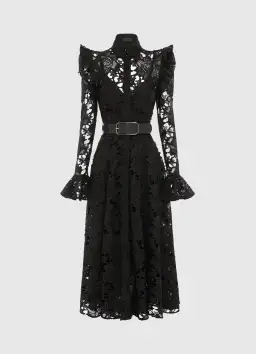 Leo Lin Aliyah Lace Butterfly Sleeve Midi Dress in Ebony Size 14 for rent on The Volte - image 1