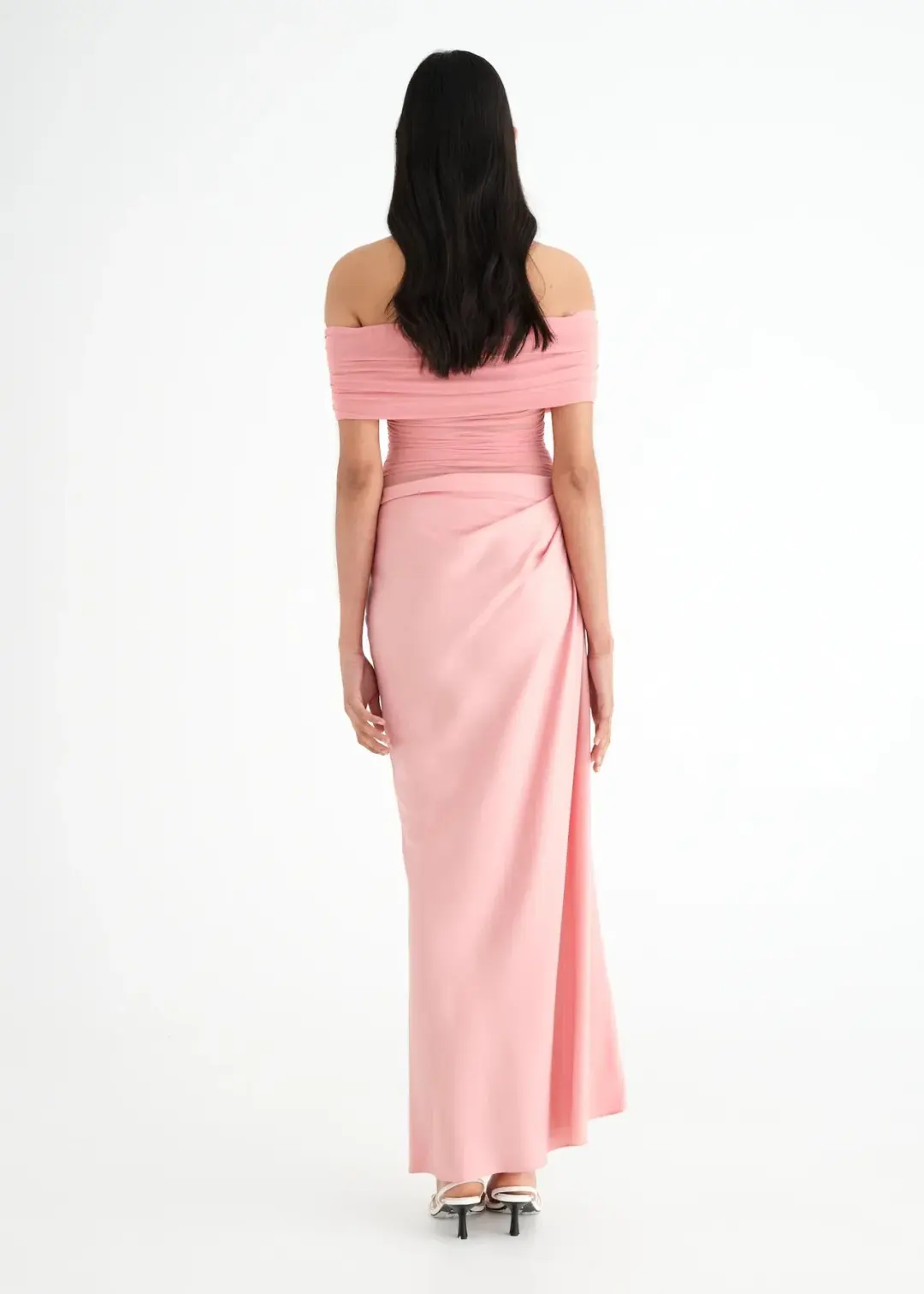 Benni Nico Off the Shoulder Maxi Dress Candyfloss Pink Size AU 6 for rent on The Volte - main image