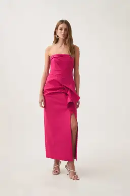 Aje Roma Draped Midi Dress in Magenta Size 10