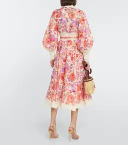 Zimmermann Raie Billow Sleeve Midi Dress Red/Purple Floral Size 10 for rent on The Volte - image 2