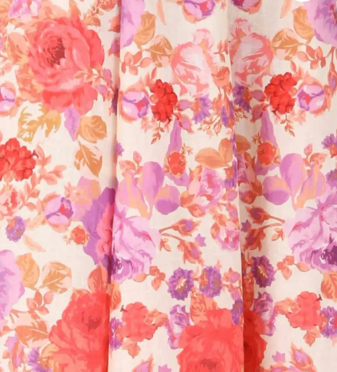 Zimmermann Raie Billow Sleeve Midi Dress Red/Purple Floral Size 10 for rent on The Volte - main image