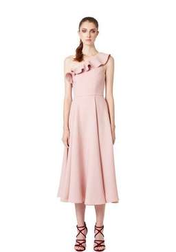 By Johnny One Shoulder Ruffle Midi Dress Pink Size 14 for rent on The Volte - image 1