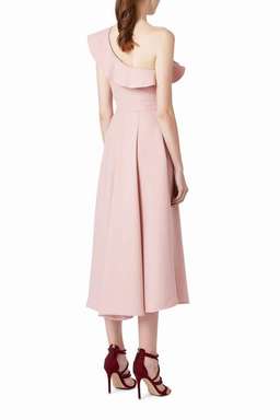 By Johnny One Shoulder Ruffle Midi Dress Pink Size 14 for rent on The Volte - image 2
