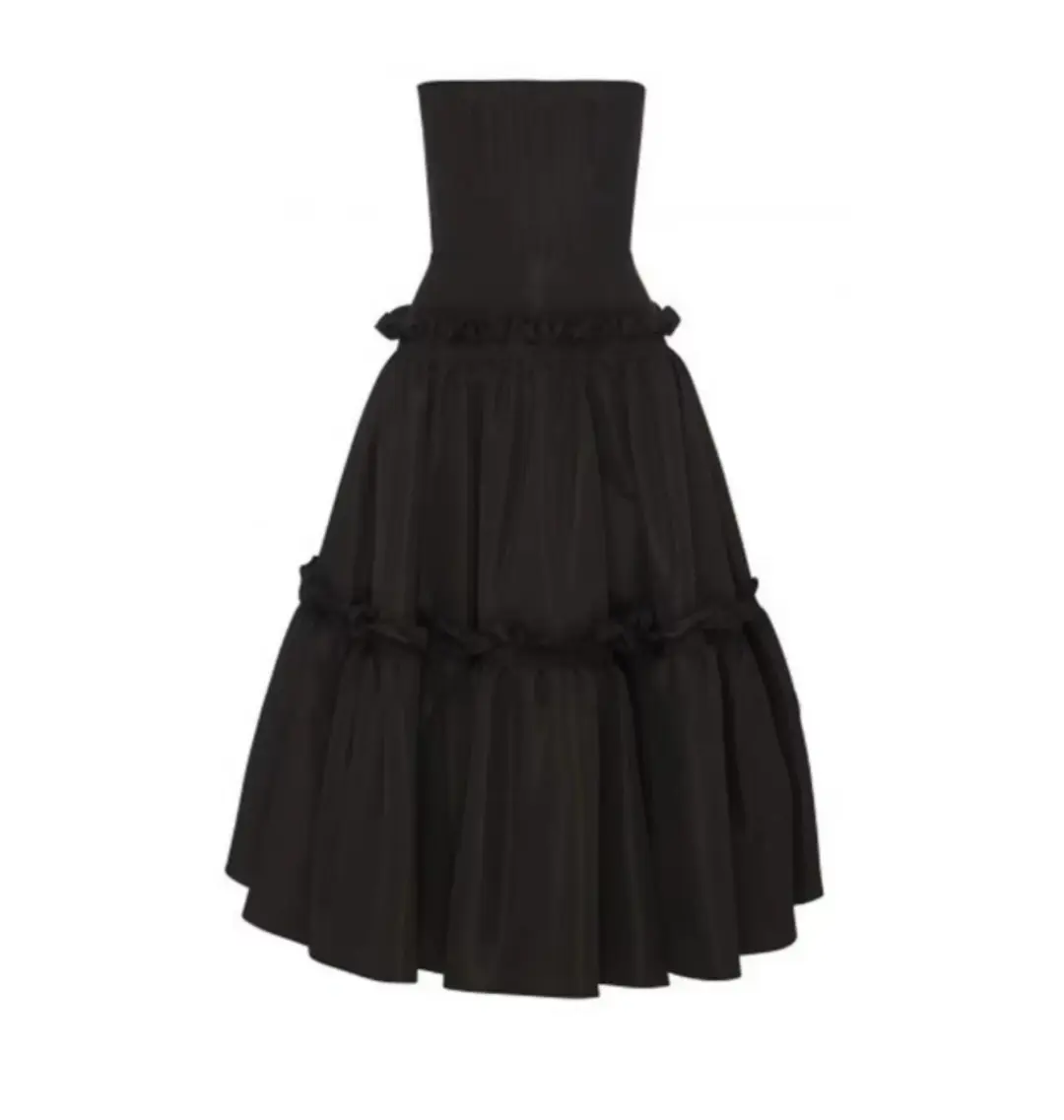 Alex Perry Strapless Ruffles Gown Black Size AU 4 for rent on The Volte - main image