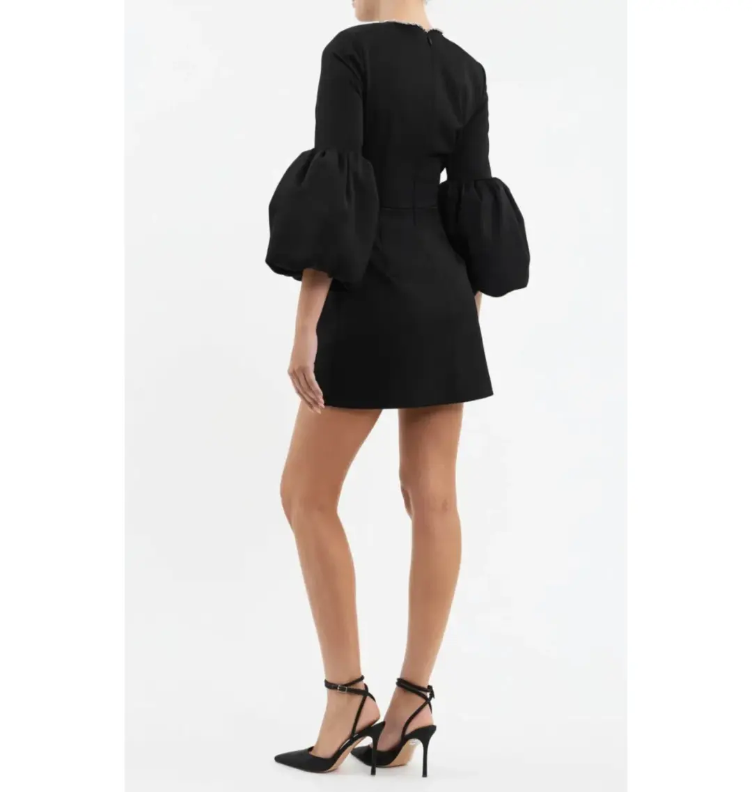 Rebecca Vallance Augustine Bow Mini Dress Black Size AU 14 for rent on The Volte - main image