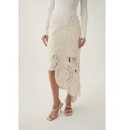Aje Mosaic Crochet Midi Dress Ivory Size Small / AU 8 for rent on The Volte - image 3