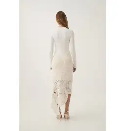 Aje Mosaic Crochet Midi Dress Ivory Size Small / AU 8 for rent on The Volte - image 4